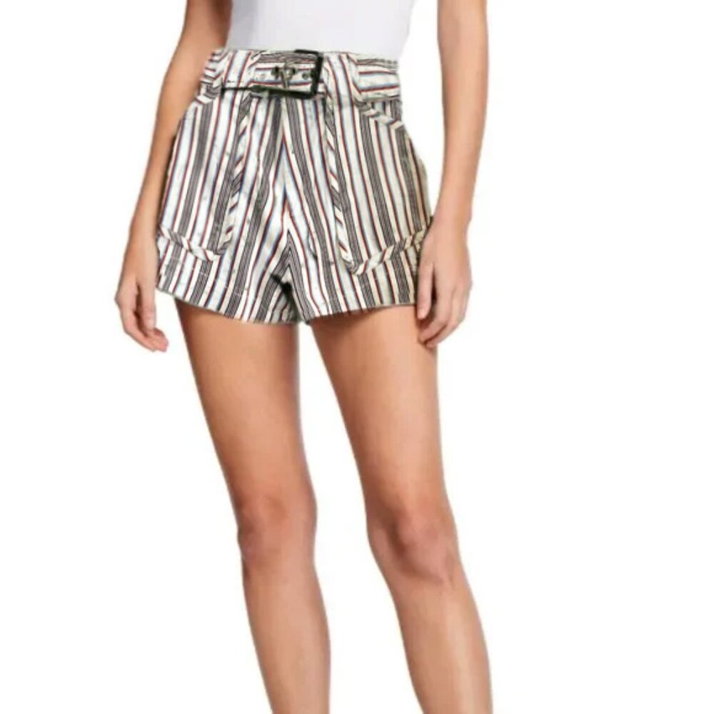 DEREK LAM 10 CROSBY Monterey Belted Utility Short, Stripe, 0